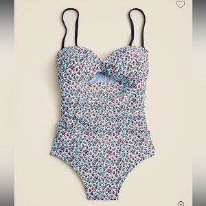 J. Crew Gemma Ruched Bandeau Cut-out One Piece Swimsuit